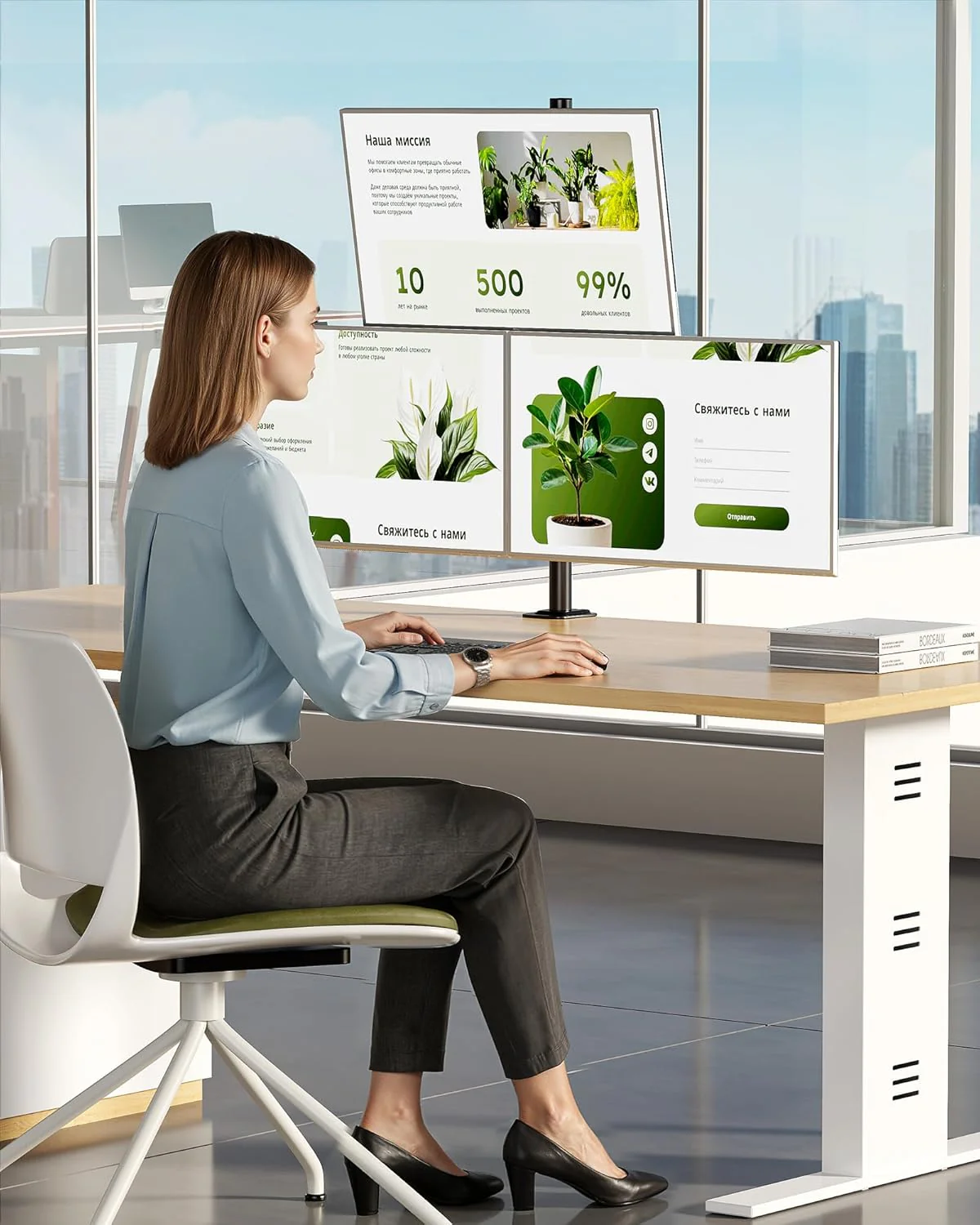 Triple Monitor Stand Mount | MA1006PBK-T - Image 8