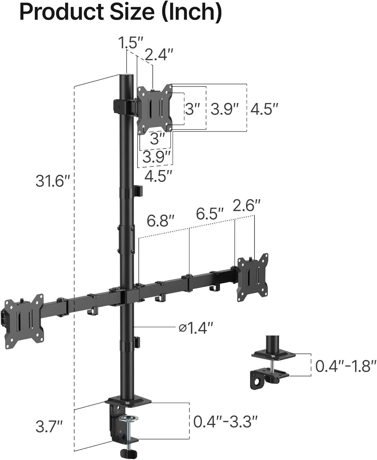 Triple Monitor Stand Mount | MA1006PBK-T - Image 9
