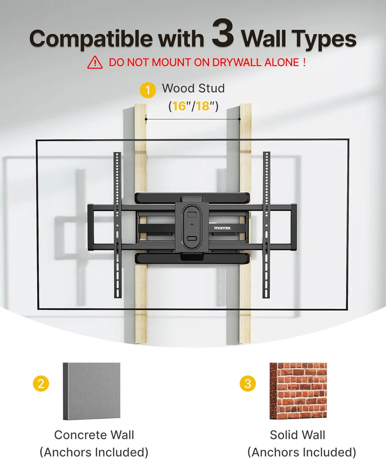 Heavy Duty Full Motion TV Wall Mount for 43”–100“ TV | HW1276BK - Image 8