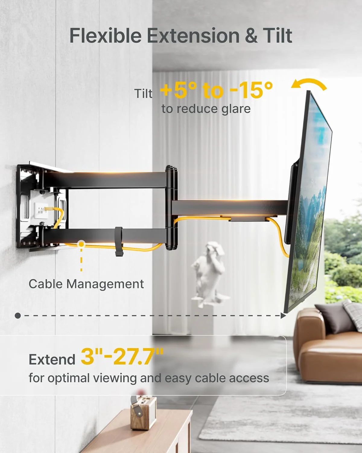 Heavy Duty XXL Full Motion TV Wall Mount for 60"-120" TVs | HW1277BK - Image 4