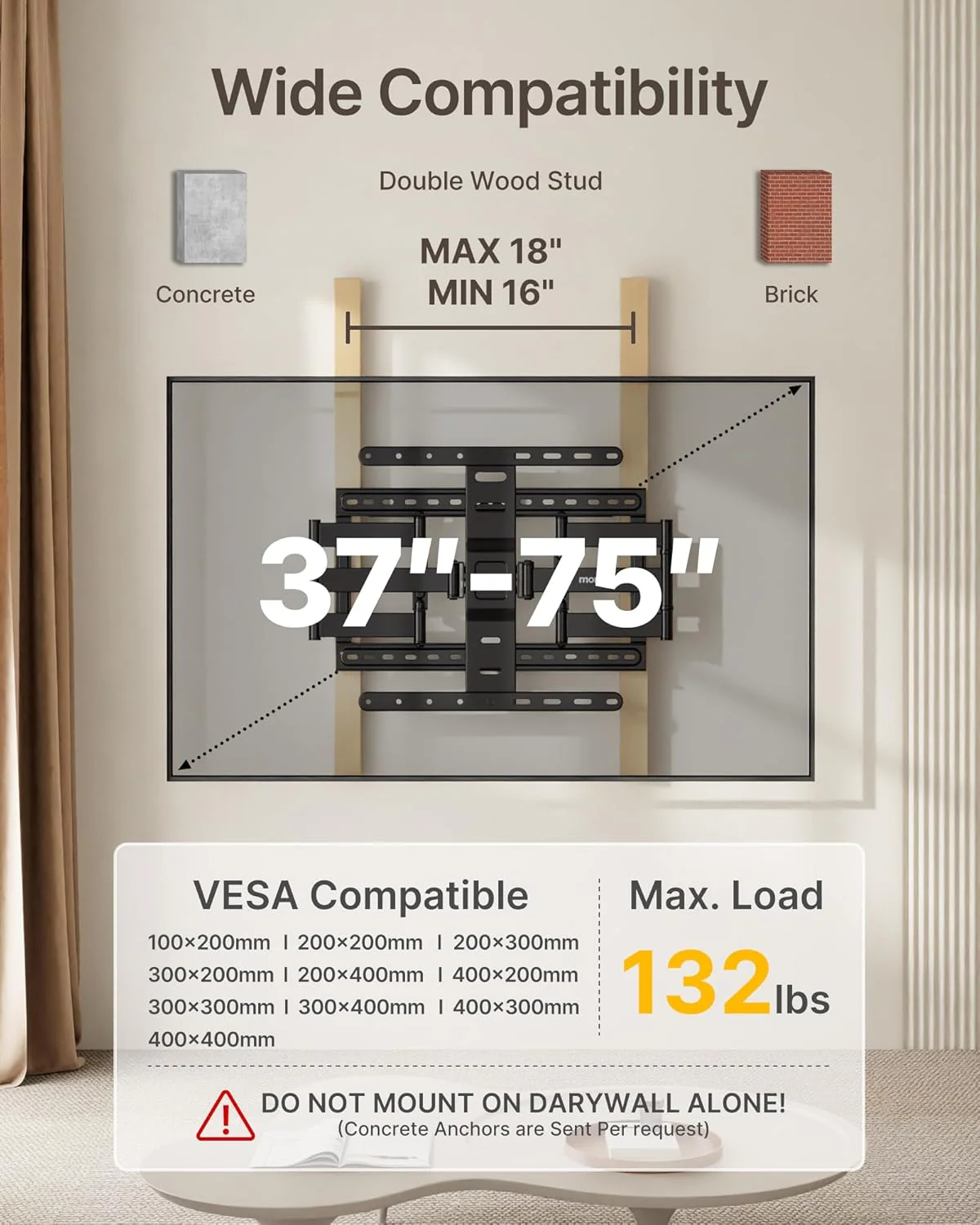 Ultra Slim TV Wall Mount for 37“-75” TVs | HW1267BK - Image 2