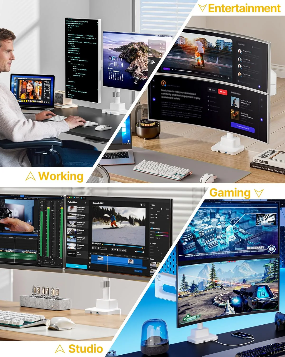 Ultrawide Dual Monitor Arm for 17"-57" Screens | MA1001UCPWH-D - Image 8